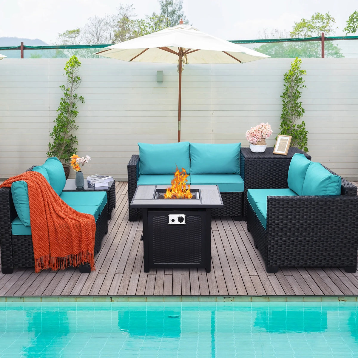 5 Pcs Outdoor Conversation Set with Fire Pit C73616