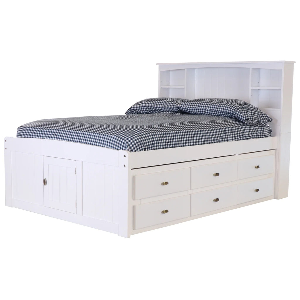 Solid Pine Bookcase Bed in Casual White Q384635