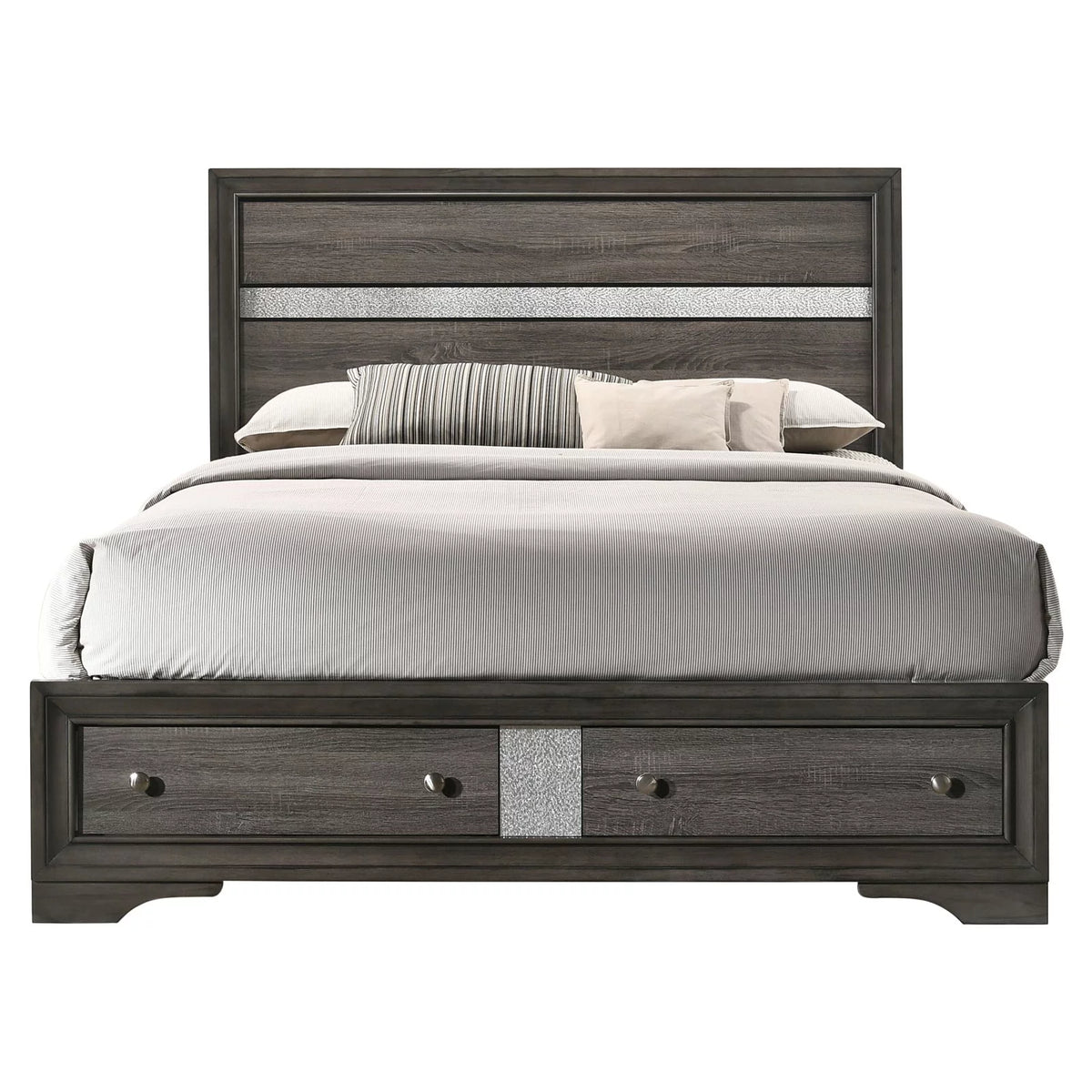 White Eastern King Bed with Storage O9888