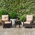 3 Piece Swivel Rocking Wicker Patio Chairs Set with Beige Cushions L26533