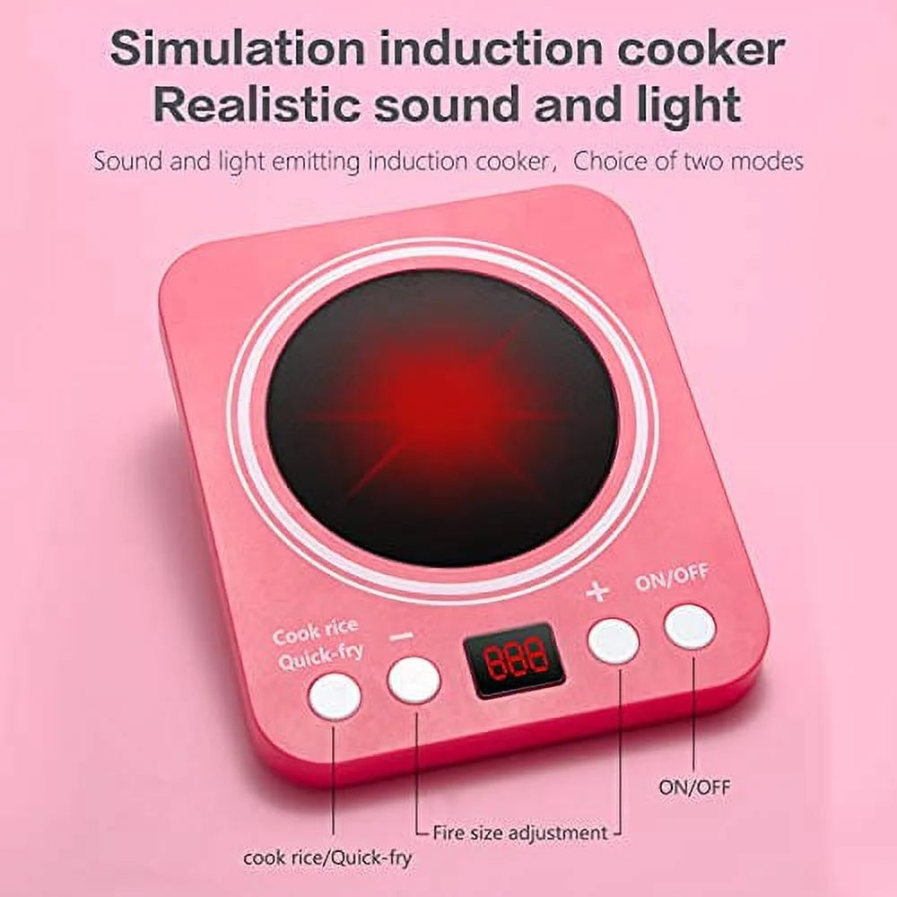 Pretend Play Kitchen Toy with Cookware, Steam Pressure Pot, Electronic Induction Cooktop, Cooking Utensils, Toy Cutlery, Play Food, Shopping Basket V830128