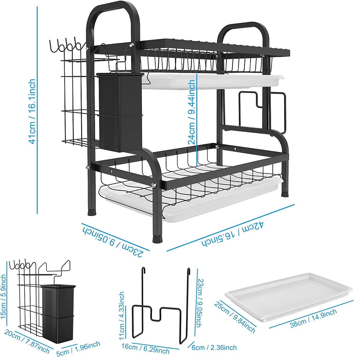 2-Tier Dish Drying Rack with Drain Board Tray N691036