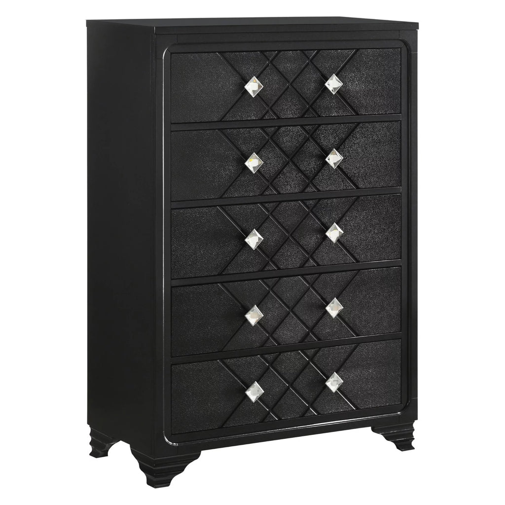 Black 5 Drawer Tall Dresser R690471