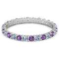 Amethyst Blue Topaz Round Eternity 925 Sterling Silver Stackable Ring O141