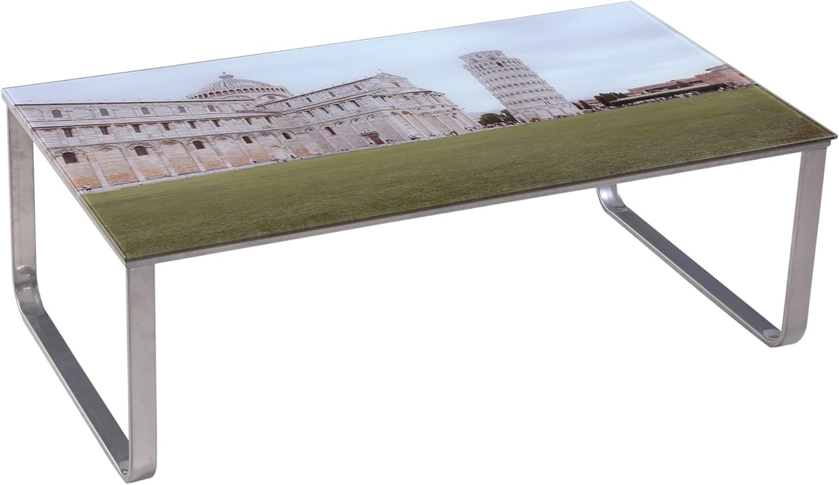 Coffee Table with Steel Frame and Tempered Glass Top C321