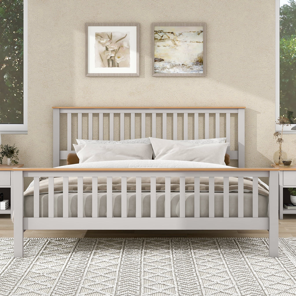 Gray Solid Platform Bed King M52466