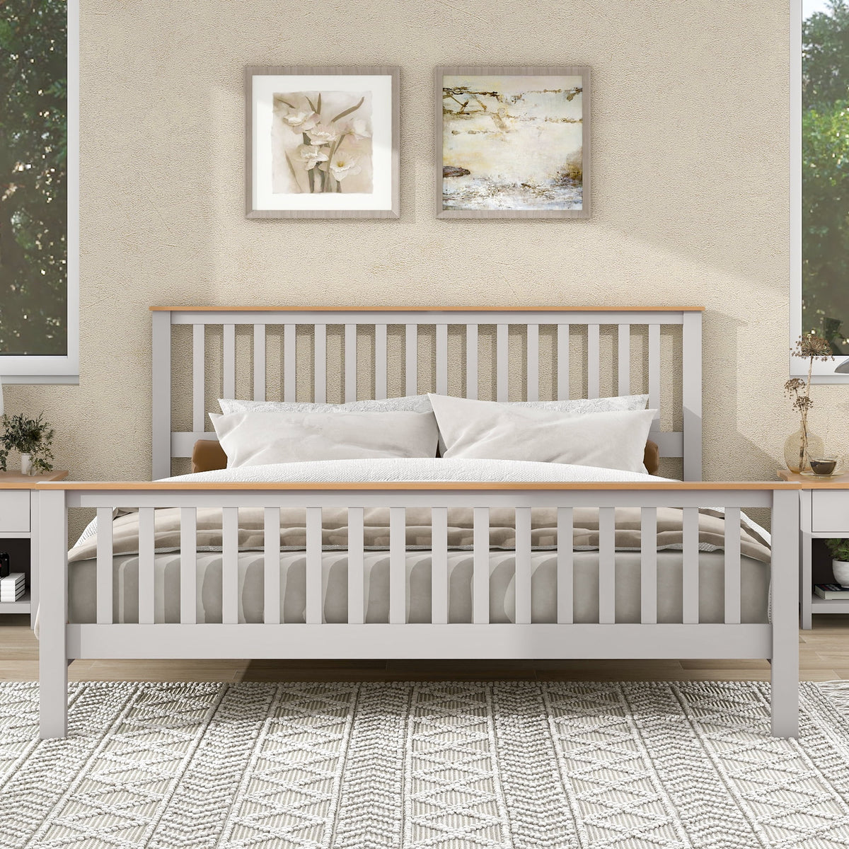 Gray Solid Platform Bed King M52466