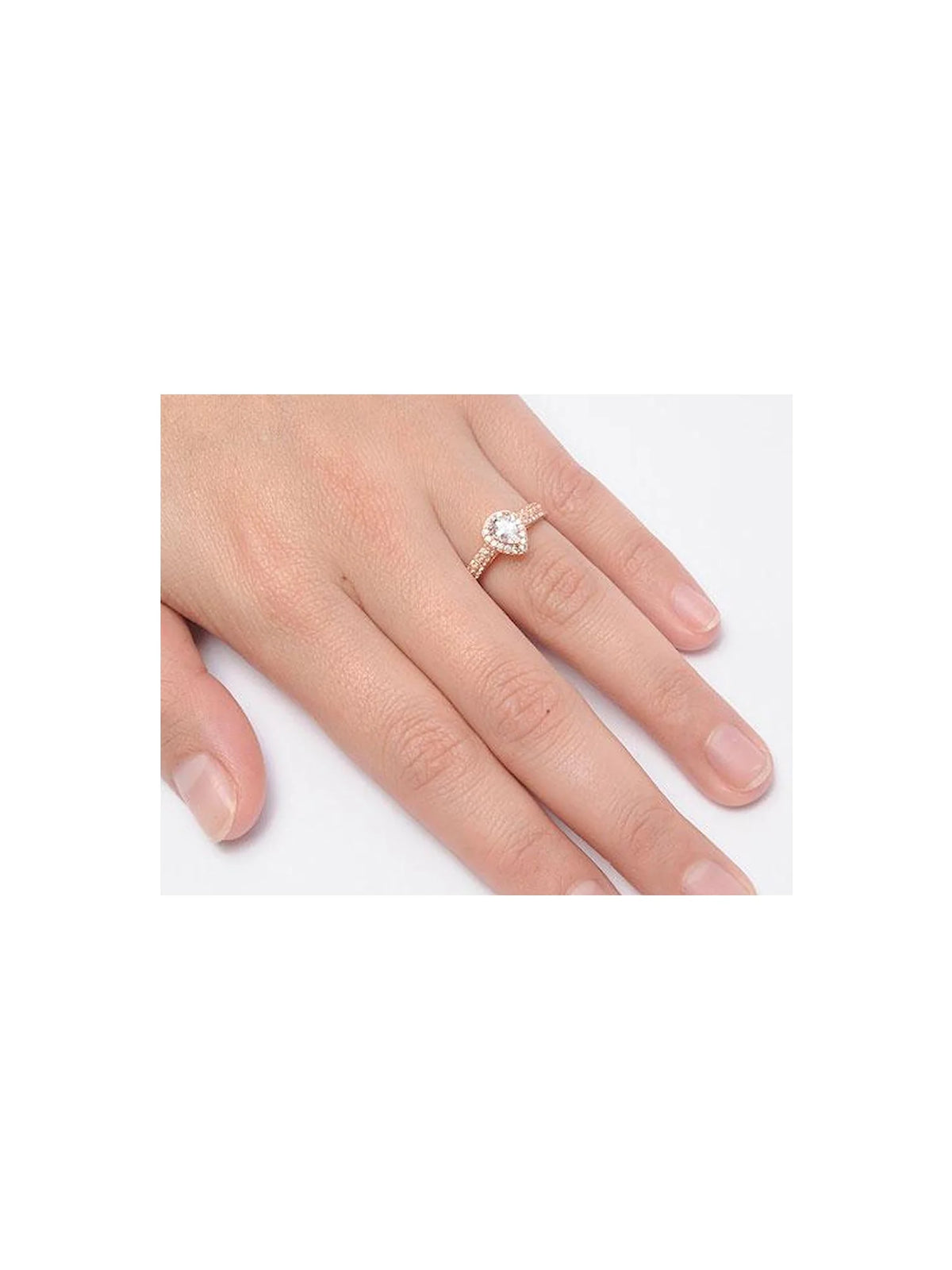 Rose Gold Halo Cz Wedding Ring Set T58375