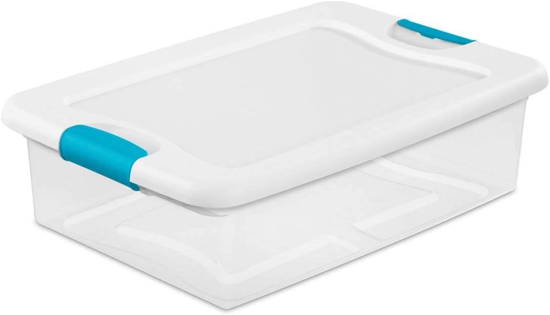 6-Quart Clear and Blue Stackable Latching Storage Box Container (12-Pack) Pack of 2 W711221