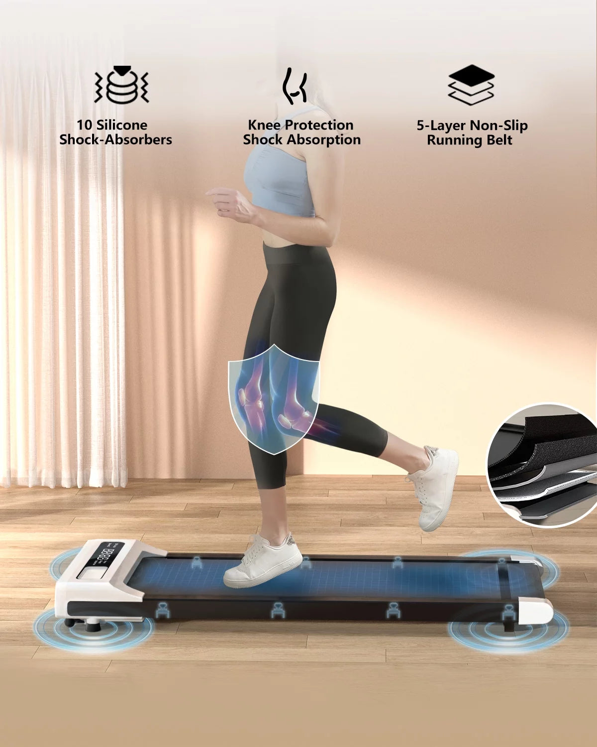 2 in 1 Portable Under Desk Treadmill with Remote Control W8648