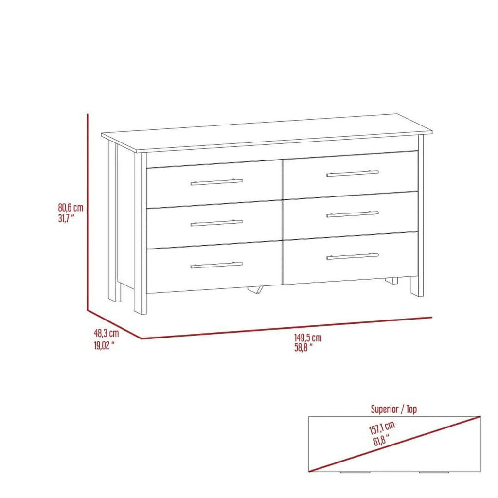 6 Drawer Engineered Wood Double Dresser W620058