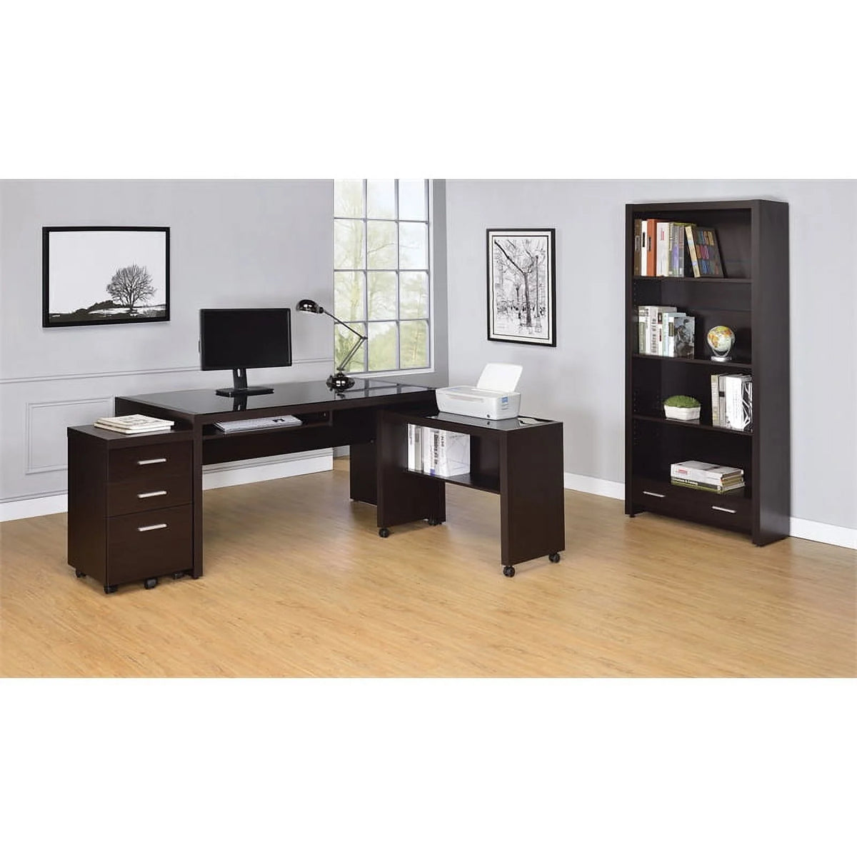 3-Piece Furniture Set with Computer Desk Office Chair and Bookcase K76620