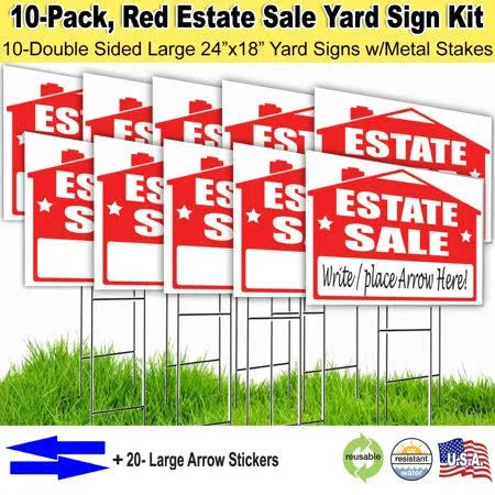 10 Pack Lawn Sign Kit with Giant Arrow Stickers G4289