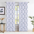 Blue White Geometric Blackout Curtain Panel, Back Tab, 52"x 84"x 2 Q982012
