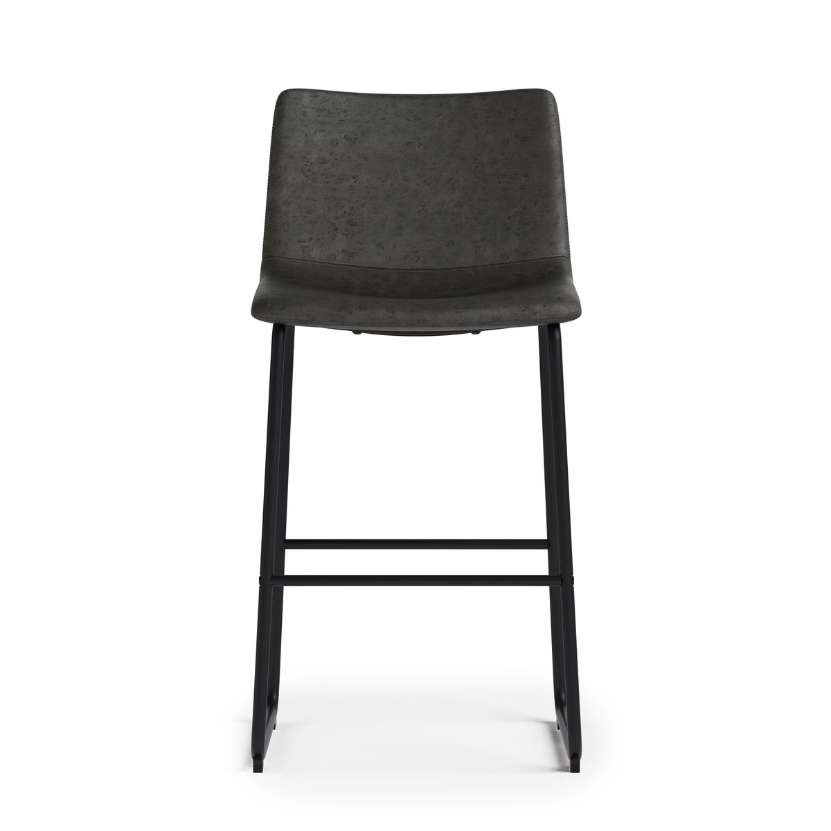 Distressed Charcoal Grey Faux Leather Bar Stool Set of 2 M865