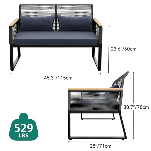 4 Piece Wicker Patio Conversation Set with Cushion & Coffee Table S9879