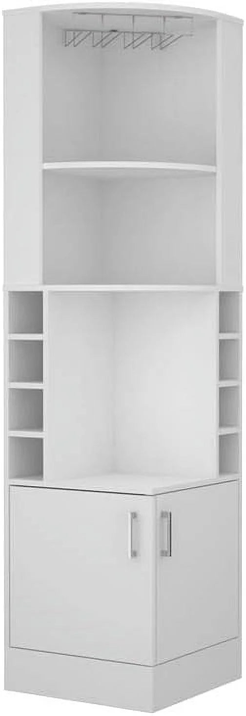 White Engineered Wood Corner Bar Cabinet L461554