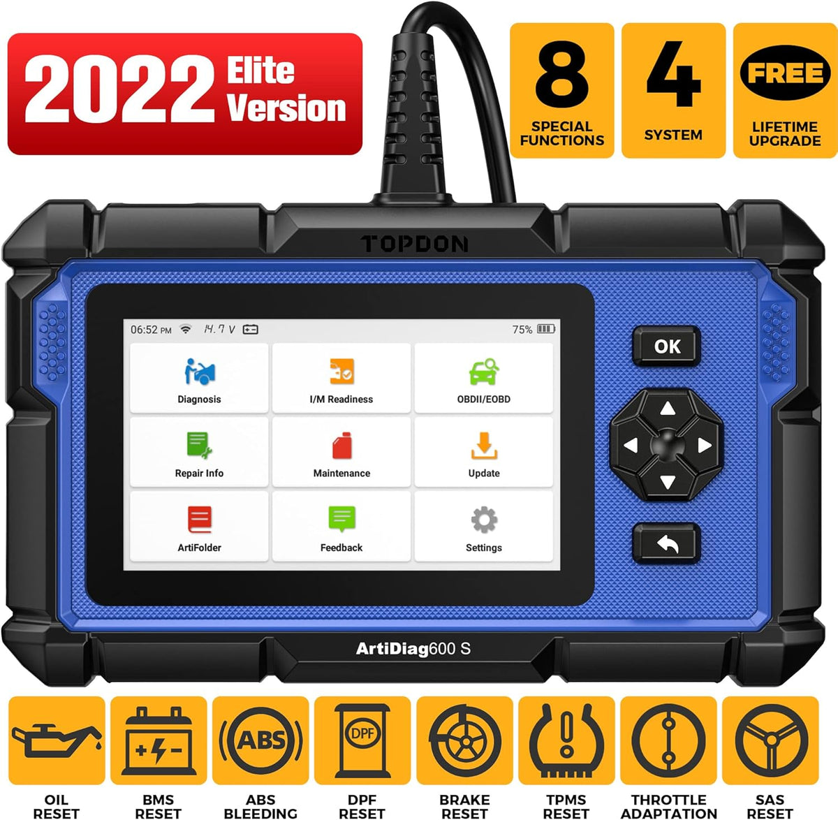 OBD2 Scanner Code Reader with 8 Reset Service B863835