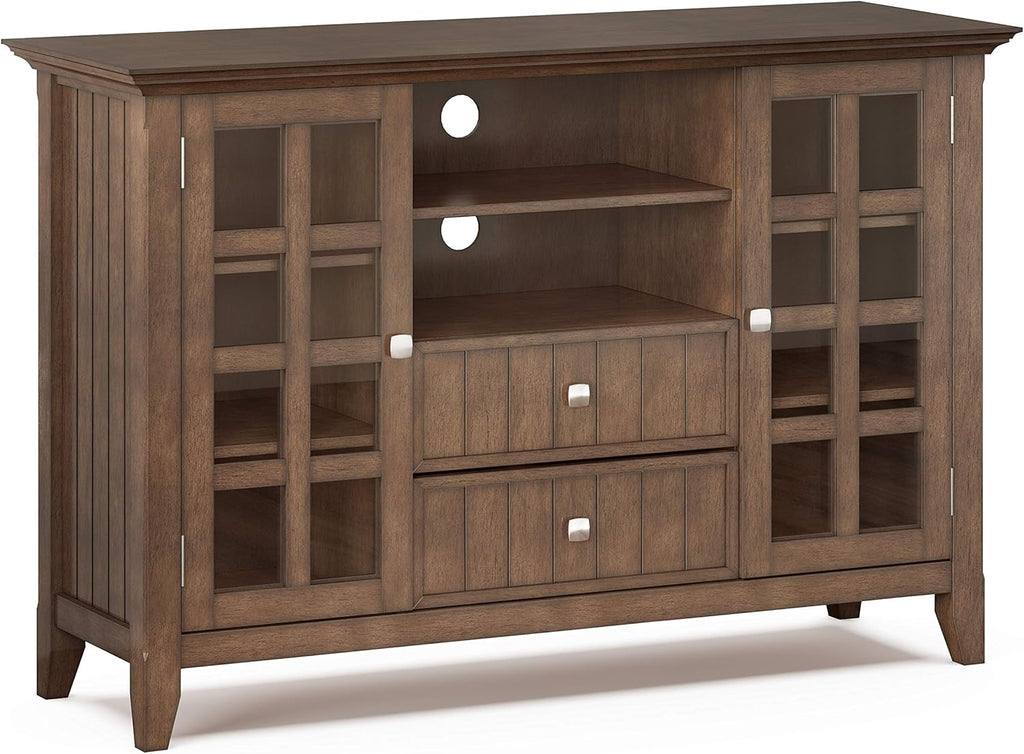 Black Solid Wood TV Media Stand with Storage Shelves and Cabinets V86462