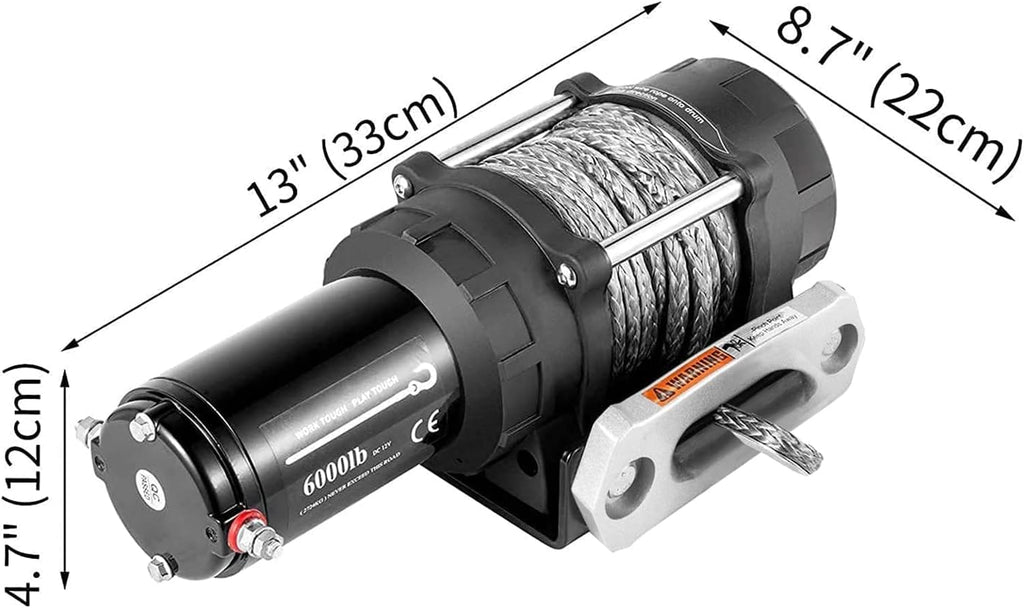 Electric Winch 6000lb Load Capacity Synthetic Rope with Wireless Remote Control J915