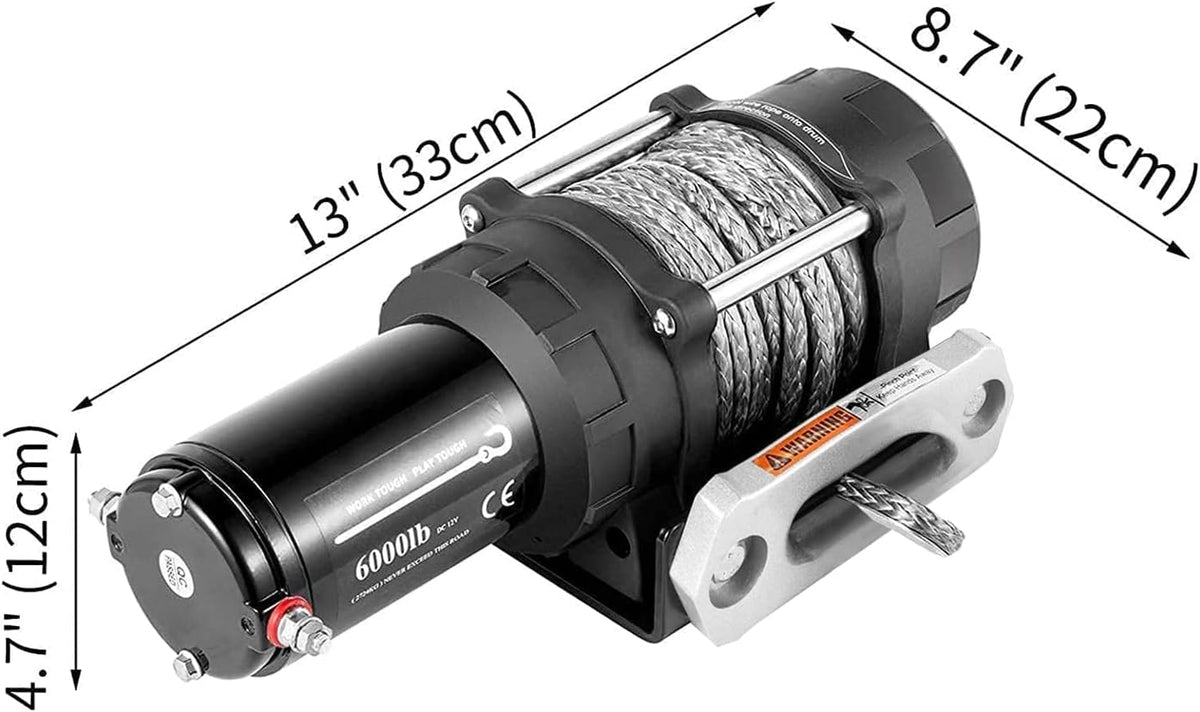 Electric Winch 6000lb Load Capacity Synthetic Rope with Wireless Remote Control J915