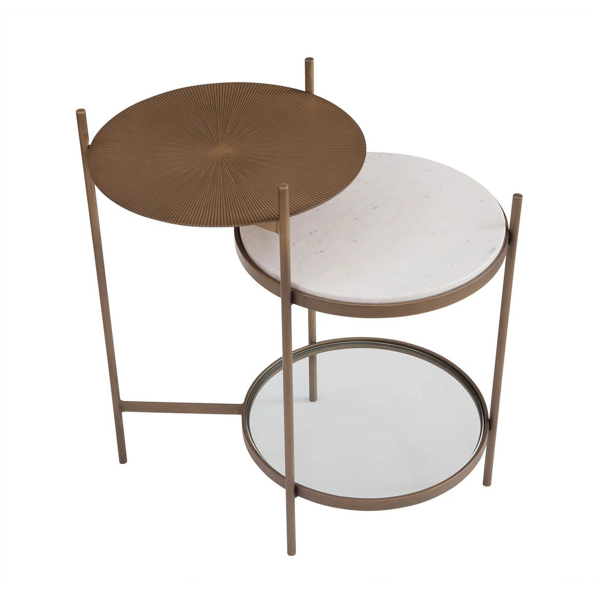 Gold Accent Table with Marble Shelf X121
