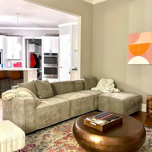 Grey L-Shape Sectional Sofa Set with Ottoman and Chaise H49264