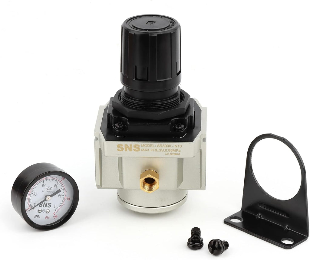 Female Thread 1'' NPT Air Pressure Regulator 0-150 PSI Adjustable, Bracket, Gauge Pack of 2 V640