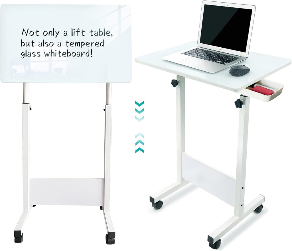 Height Adjustable Mobile Standing Desk 16×24 in Rustic Brown Pack of 2 X25969
