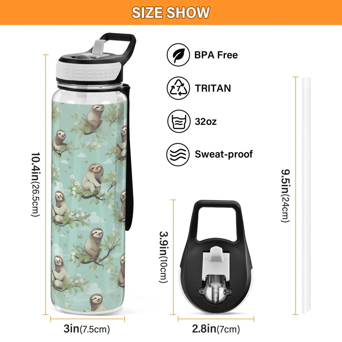 32oz Tritan Leakproof Clear Sports Water Bottle M601