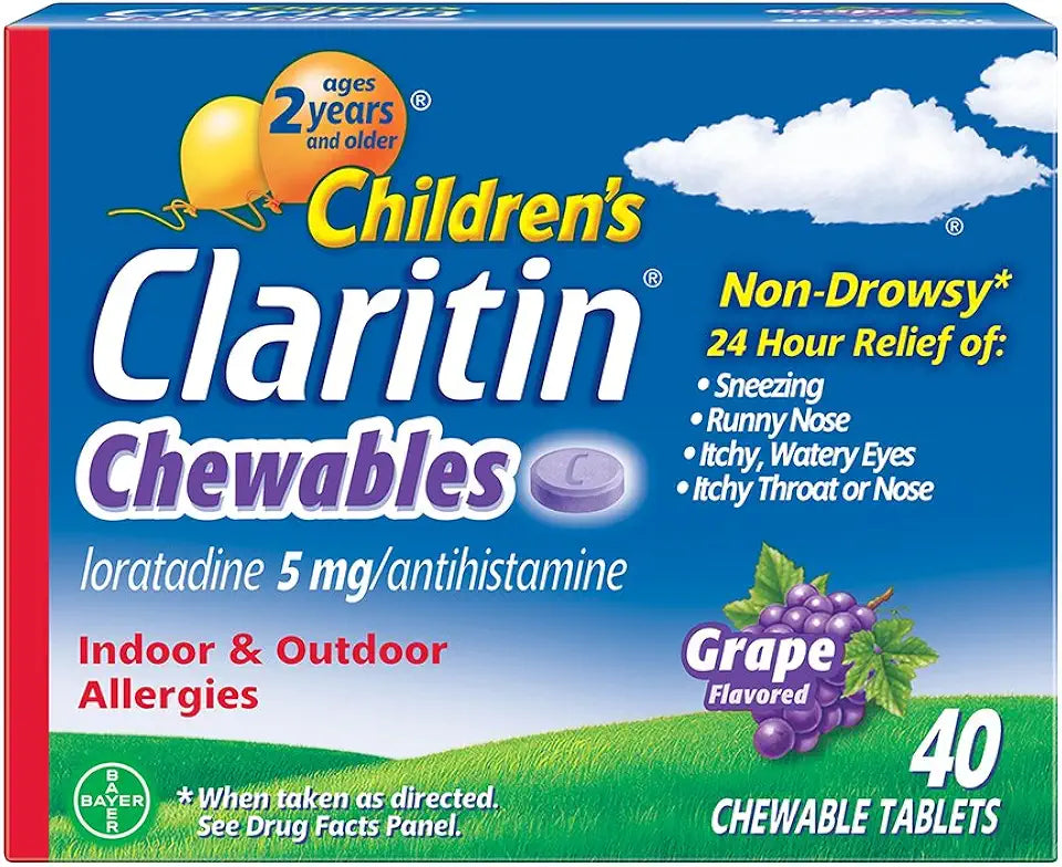 Children's 24-Hour Non-Drowsy Loratadine 5mg Chewable Tablet, Grape Flavored, 40 tablets R21175