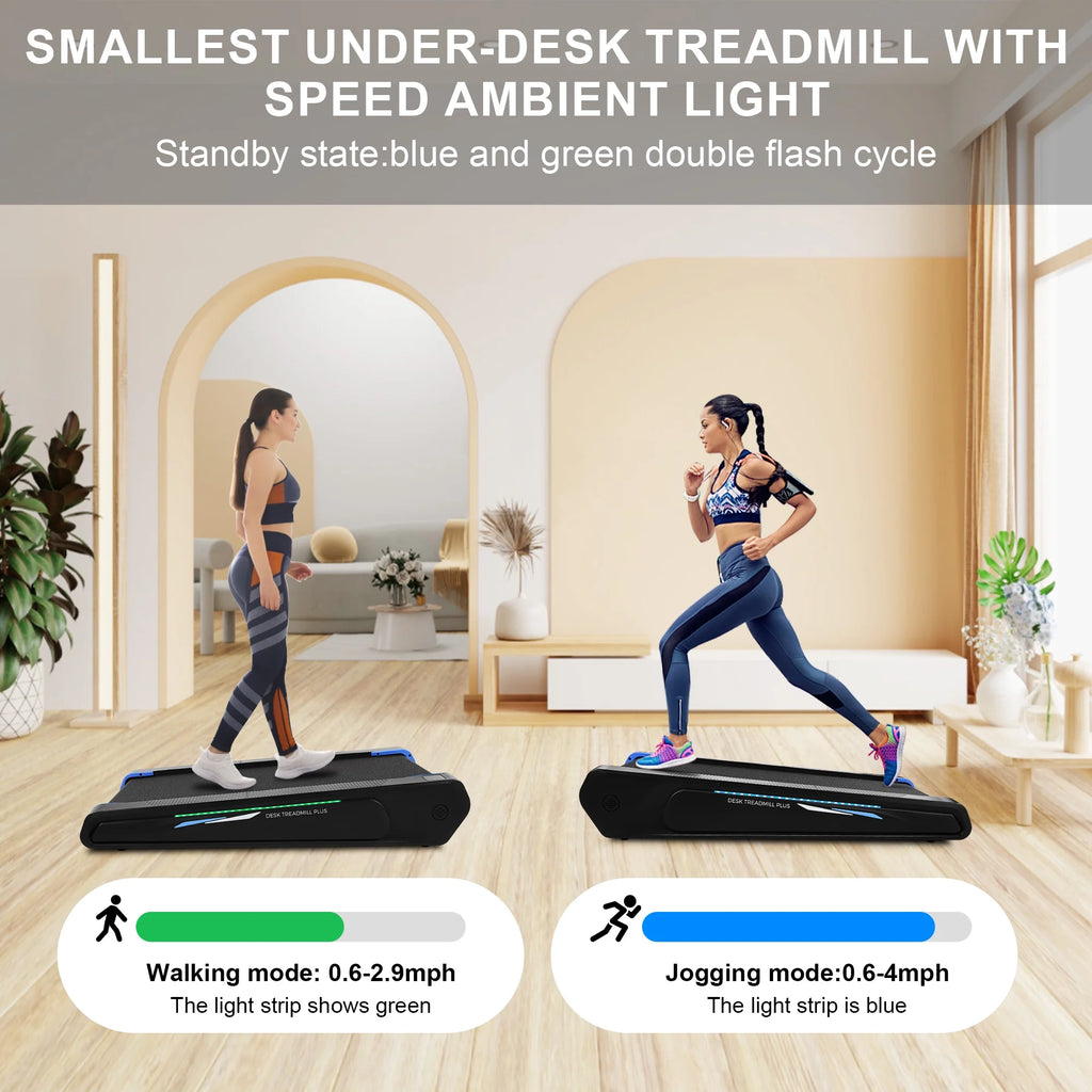 Walking Pad Treadmill with 5% Incline, 2.5HP, Black & Blue 300 Lbs Capacity Z9121