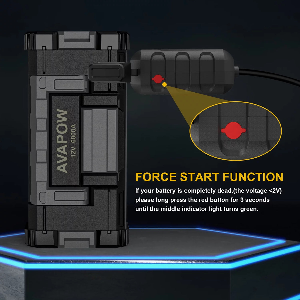6000A Car Battery Jump Starter with Dual USB Quick Charge and DC Output U80525