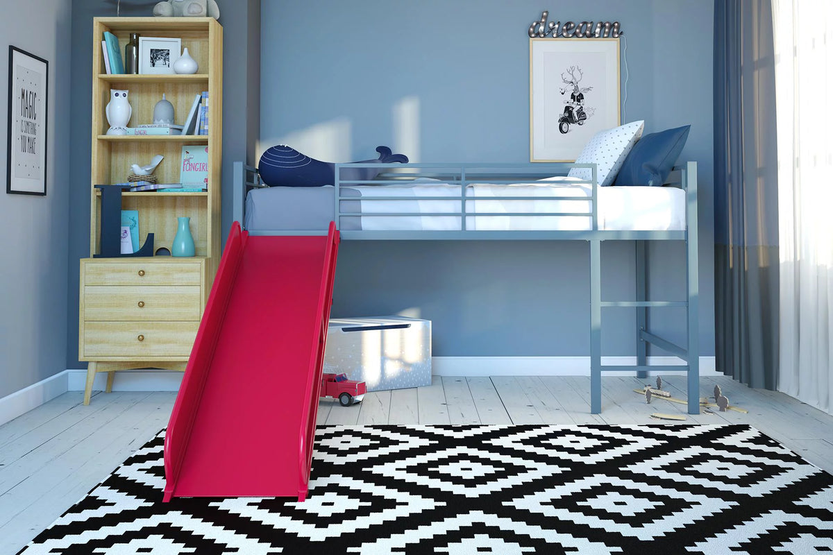 Twin Metal Loft Bed with Slide I7282